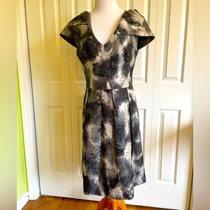 LELA ROSE Gray Silk Evening Dress 10 EUC
